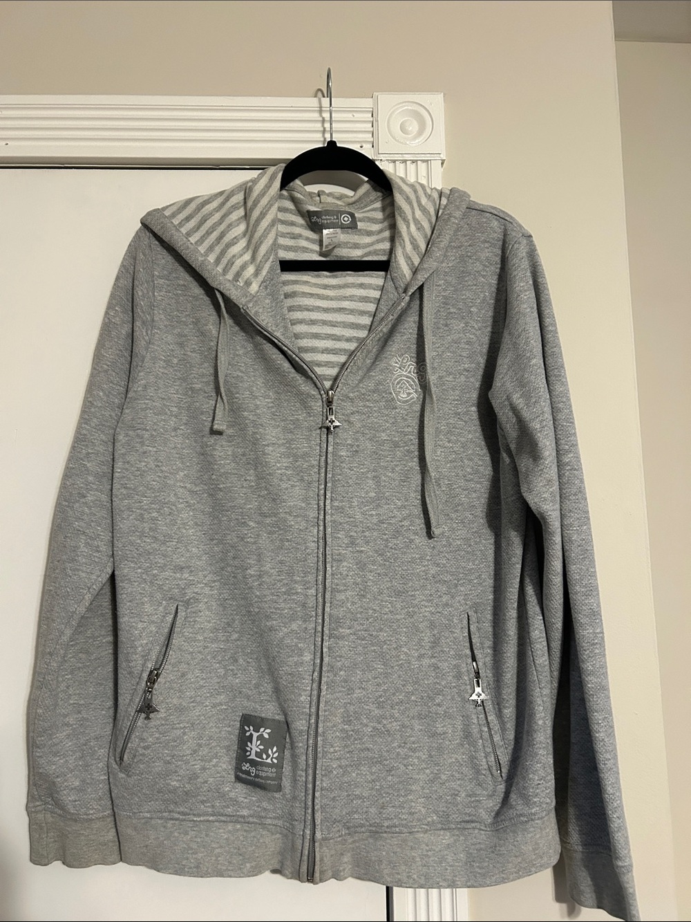 Lrg Men's Gray Full-Zip Hooded Sweatshirt size large